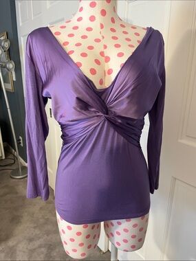 Purple Twist-Front Women's Long Sleeve Top